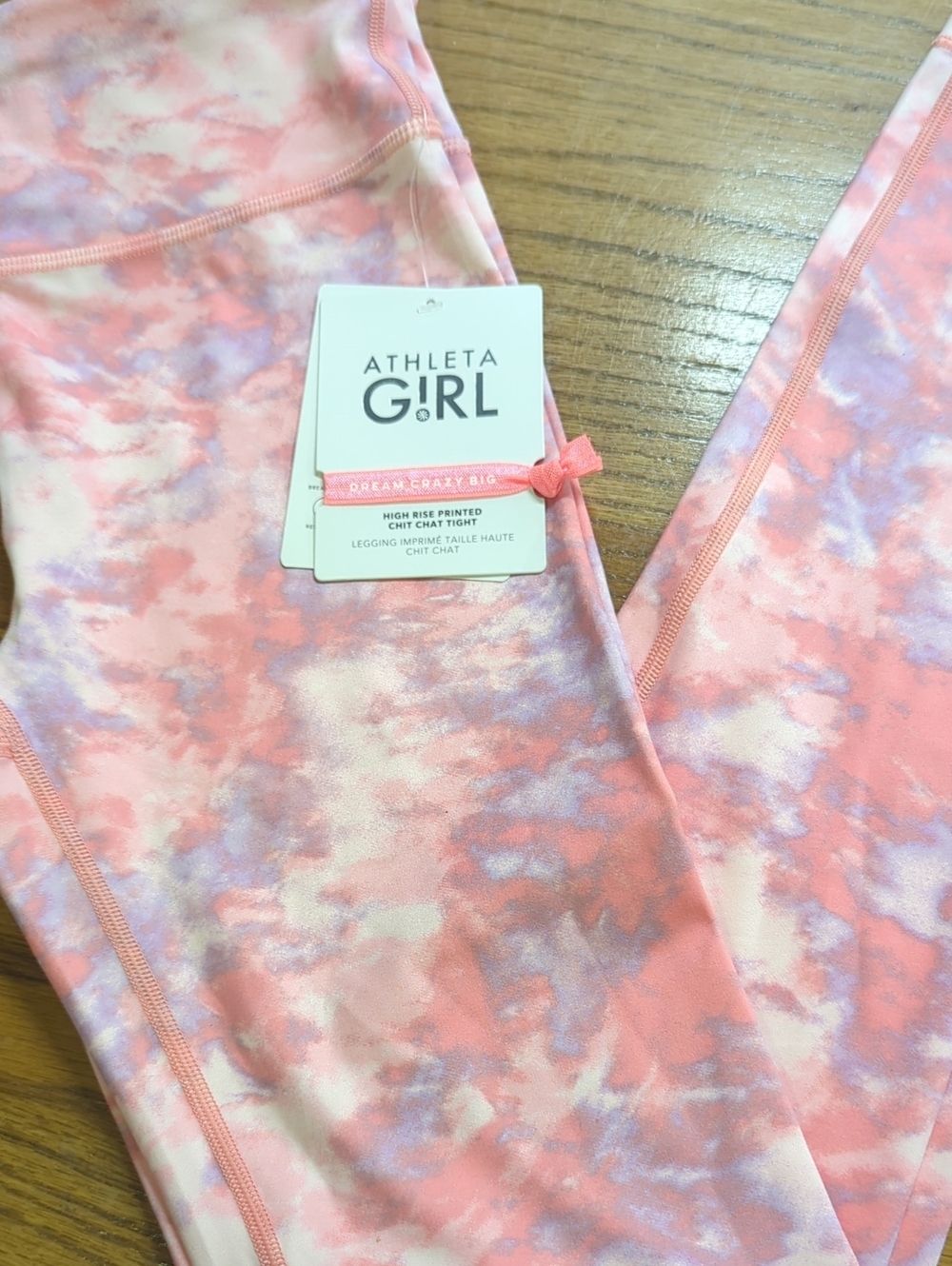 Athleta Girl Pink Tie-Dye Leggings XL 14